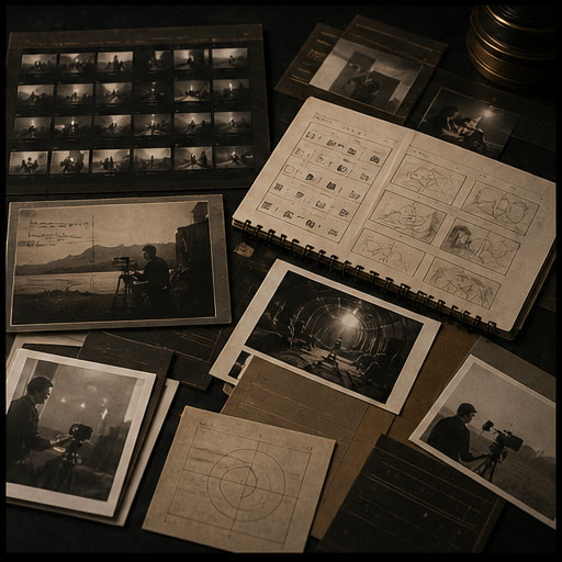 Film contact sheets, story frames and behind-the-lens production material