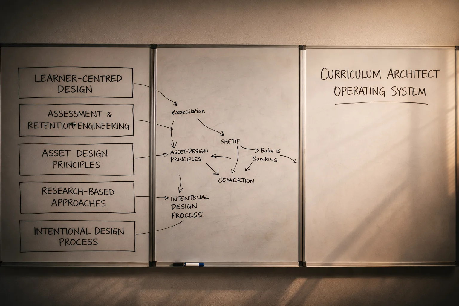 Course Architect Operating System mapped across a curriculum design wall