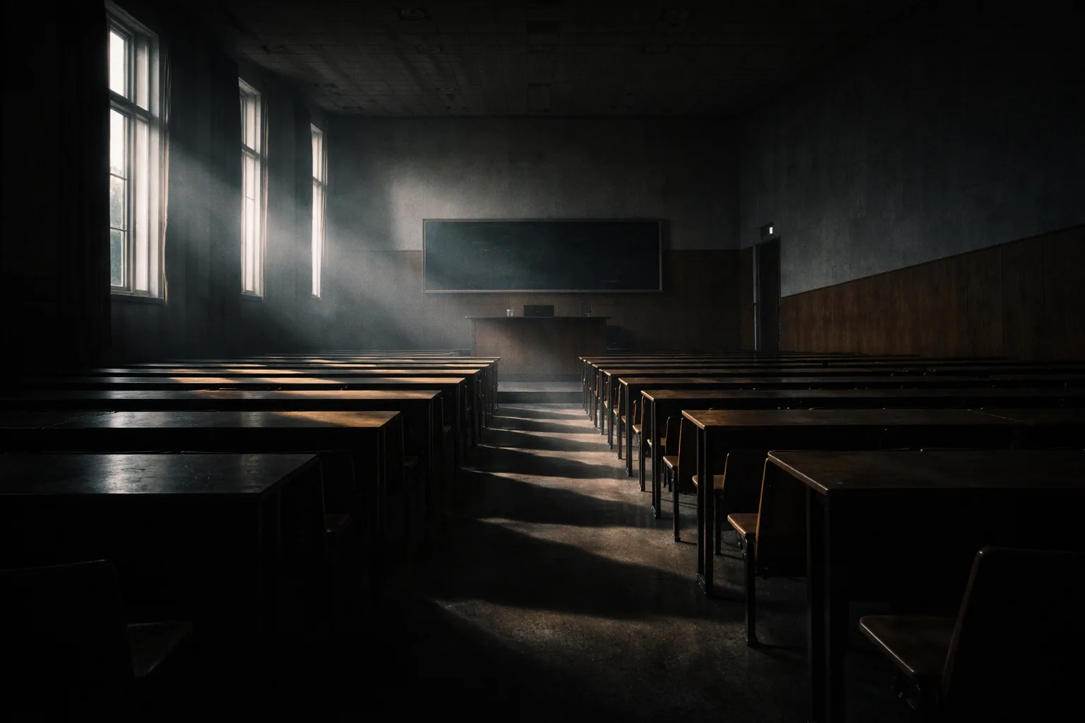 attentional affordance film — empty classroom with morning light