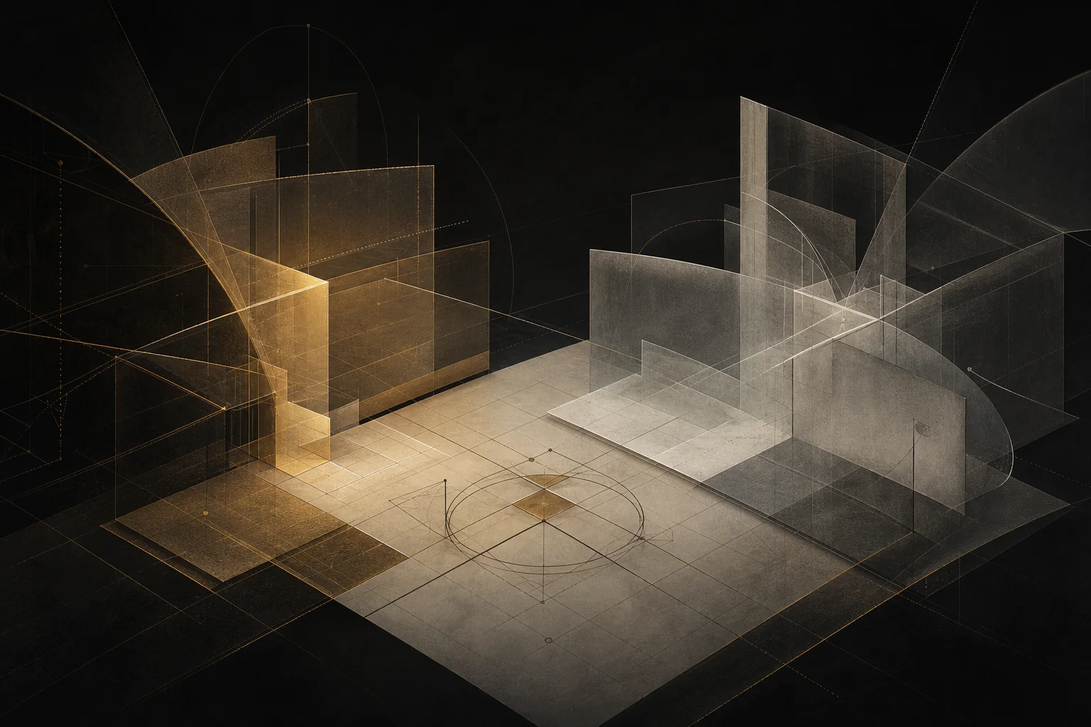 Two architectural systems meeting across a shared design plane